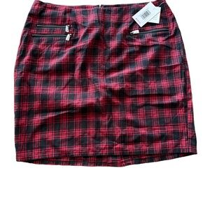 JustFab Red and Black Mini Pencil Skirt NWT